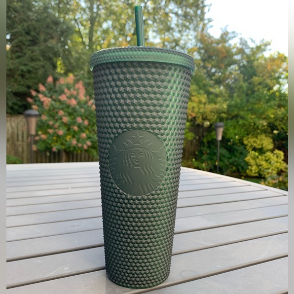 Starbucks Other - NWT Starbucks Dark Green Jeweled Bling Venti Cup with Lid/Straw